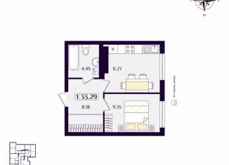 Продаю однокомнатную квартиру, 33.3 м2, Калининградская область