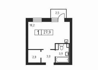 Продается квартира студия, 27.9 м2, Ленинградская область, Вересковая улица, 1к1