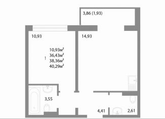 Продажа 1-ком. квартиры, 38.4 м2, Челябинск, улица Университетская Набережная, 113А