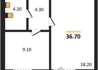 Продам 1-комнатную квартиру, 36.7 м2, Калининград, Акварельная улица