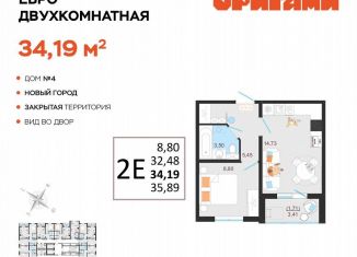 2-комнатная квартира на продажу, 34.2 м2, Ульяновск, жилой комплекс Оригами, 4