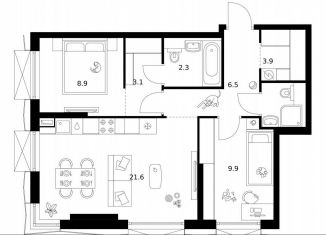 Продается 2-комнатная квартира, 59.6 м2, Москва, район Гольяново