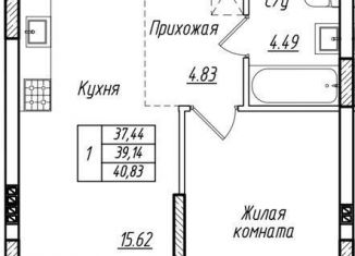 Продажа 1-комнатной квартиры, 39.1 м2, Калининградская область