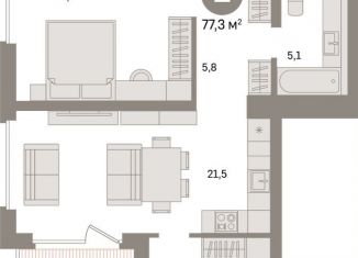 2-ком. квартира на продажу, 77.3 м2, Санкт-Петербург, муниципальный округ Морской