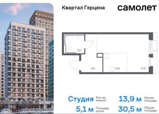 Квартира на продажу студия, 30.5 м2, Москва, жилой комплекс Квартал Герцена, к1