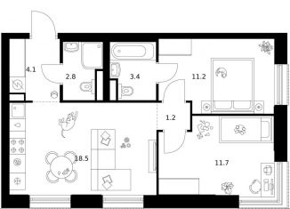 Продажа 2-комнатной квартиры, 52.9 м2, Москва, жилой комплекс Москворечье, 1.1, метро Каширская