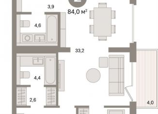 Продается 2-ком. квартира, 84.1 м2, Санкт-Петербург, муниципальный округ Морской