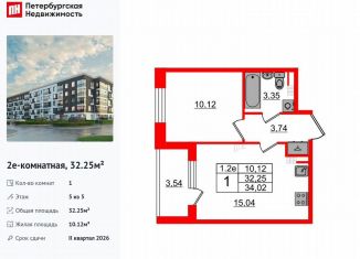 1-ком. квартира на продажу, 32.3 м2, Санкт-Петербург, метро Звёздная