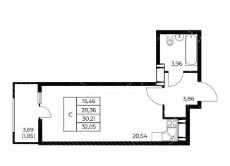 Продажа квартиры студии, 32.1 м2, Ростов-на-Дону, улица Нансена, 99с3