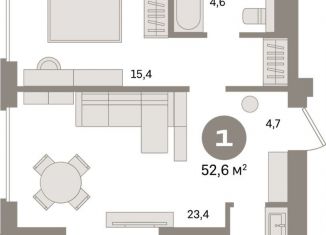 Продается 1-комнатная квартира, 52.6 м2, Санкт-Петербург, муниципальный округ Морской