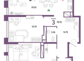 3-комнатная квартира на продажу, 75.2 м2, Екатеринбург, Октябрьский район, Сибирский тракт, 24А