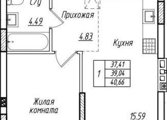 Продаю однокомнатную квартиру, 39 м2, Калининградская область