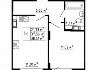 Продаю 1-комнатную квартиру, 37.5 м2, деревня Скотное, Рождественская улица, 2