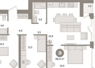 Продажа 3-ком. квартиры, 88 м2, Санкт-Петербург, муниципальный округ Морской