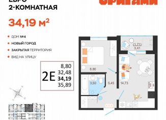 Продается двухкомнатная квартира, 34.2 м2, Ульяновская область, жилой комплекс Оригами, 4