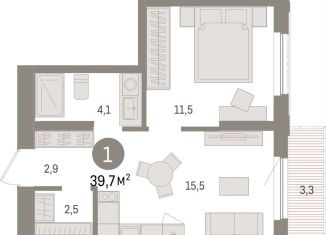 Продажа 1-ком. квартиры, 39.7 м2, Липецкая область, площадь Петра Великого, 1