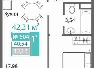 Продам 1-ком. квартиру, 42.3 м2, Симферополь, Киевский район