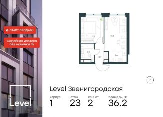 Продажа двухкомнатной квартиры, 36.2 м2, Москва, жилой комплекс Левел Звенигородская, к1, СЗАО