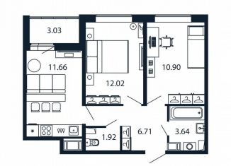 Продажа 2-ком. квартиры, 46.1 м2, Мурино, Ручьёвский проспект, 20