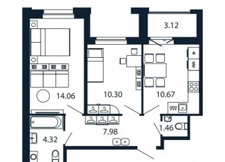 Продается 2-ком. квартира, 50.4 м2, городской посёлок Новоселье