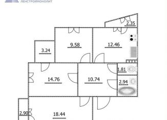 Продаю 3-комнатную квартиру, 74.4 м2, Санкт-Петербург, Рябиновая улица, 20, метро Удельная