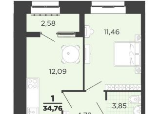 Продажа однокомнатной квартиры, 33.5 м2, Рязань, Московский район, Семчинская улица, 8