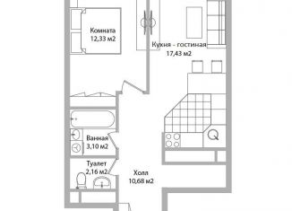 Продам 1-ком. квартиру, 45.7 м2, Мытищи, Троицкая улица, 3Г