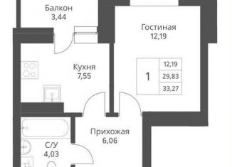 Продаю 1-ком. квартиру, 33.3 м2, Новосибирск, Заельцовский район