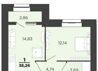 Продажа 1-ком. квартиры, 36.8 м2, Рязань, Московский район, Семчинская улица, 8