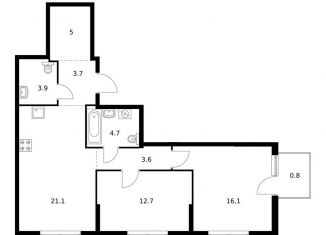 Продается 2-комнатная квартира, 71.6 м2, Владивосток