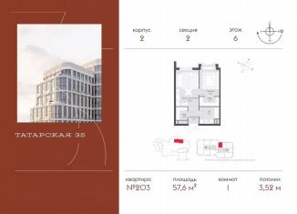 Продажа 1-ком. квартиры, 57.6 м2, Москва, Большая Татарская улица, 35с20-21