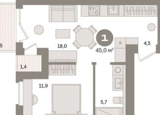 Продажа 1-ком. квартиры, 41.3 м2, Санкт-Петербург, метро Зенит