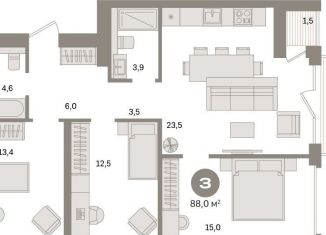 Продажа 3-комнатной квартиры, 88 м2, Санкт-Петербург, муниципальный округ Морской