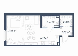 Продам квартиру студию, 47.2 м2, Санкт-Петербург, метро Фрунзенская