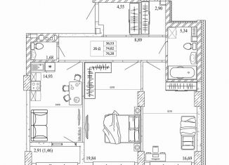 Продается 2-комнатная квартира, 76.3 м2, Ростов-на-Дону, проспект Стачки, 200с2