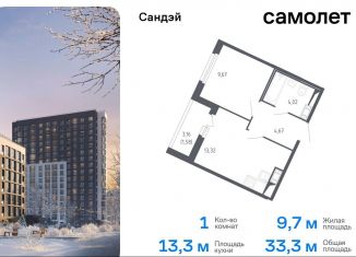 Продам 1-ком. квартиру, 33.3 м2, Санкт-Петербург, жилой комплекс Сандэй, 7.2, муниципальный округ Константиновское