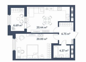 Продажа 1-ком. квартиры, 54.9 м2, Санкт-Петербург, Московский район