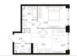 Продаю 1-комнатную квартиру, 43.5 м2, Москва