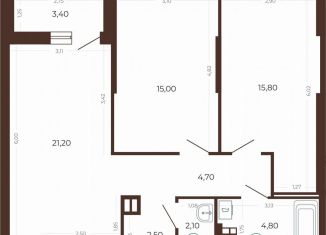 Продаю 2-ком. квартиру, 67.8 м2, Екатеринбург, Комсомольская улица, 45/11, Кировский район