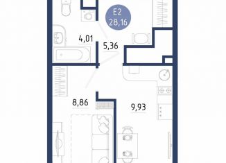 Продаю 1-ком. квартиру, 28.2 м2, село Дядьково