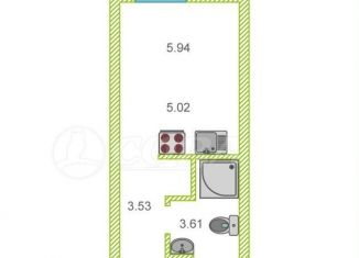 Продаю квартиру студию, 18 м2, Тюменская область, улица Первооткрывателей, 6