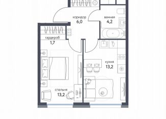 Продается 1-комнатная квартира, 38.3 м2, Москва