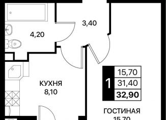 Продается 1-комнатная квартира, 32.9 м2, Ростов-на-Дону