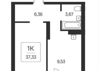 Продажа однокомнатной квартиры, 37.3 м2, Новосибирск, метро Студенческая