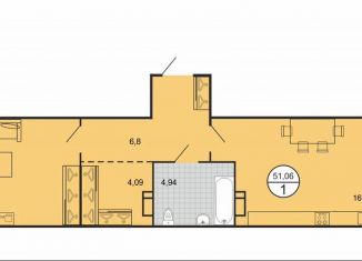 Продажа 1-ком. квартиры, 51.7 м2, Ставрополь, микрорайон № 15