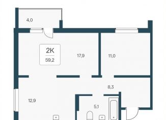 Продам 2-ком. квартиру, 59.2 м2, посёлок Озёрный