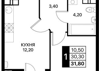 Продам однокомнатную квартиру, 31.8 м2, Ростов-на-Дону