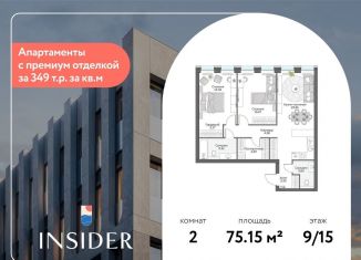 Продам 2-комнатную квартиру, 75.2 м2, Москва, Автозаводская улица, 24к1, метро Тульская