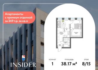 Продам однокомнатную квартиру, 38.2 м2, Москва, Автозаводская улица, 24к1