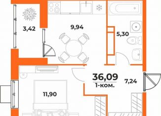 Продаю 1-комнатную квартиру, 36.1 м2, Хабаровск